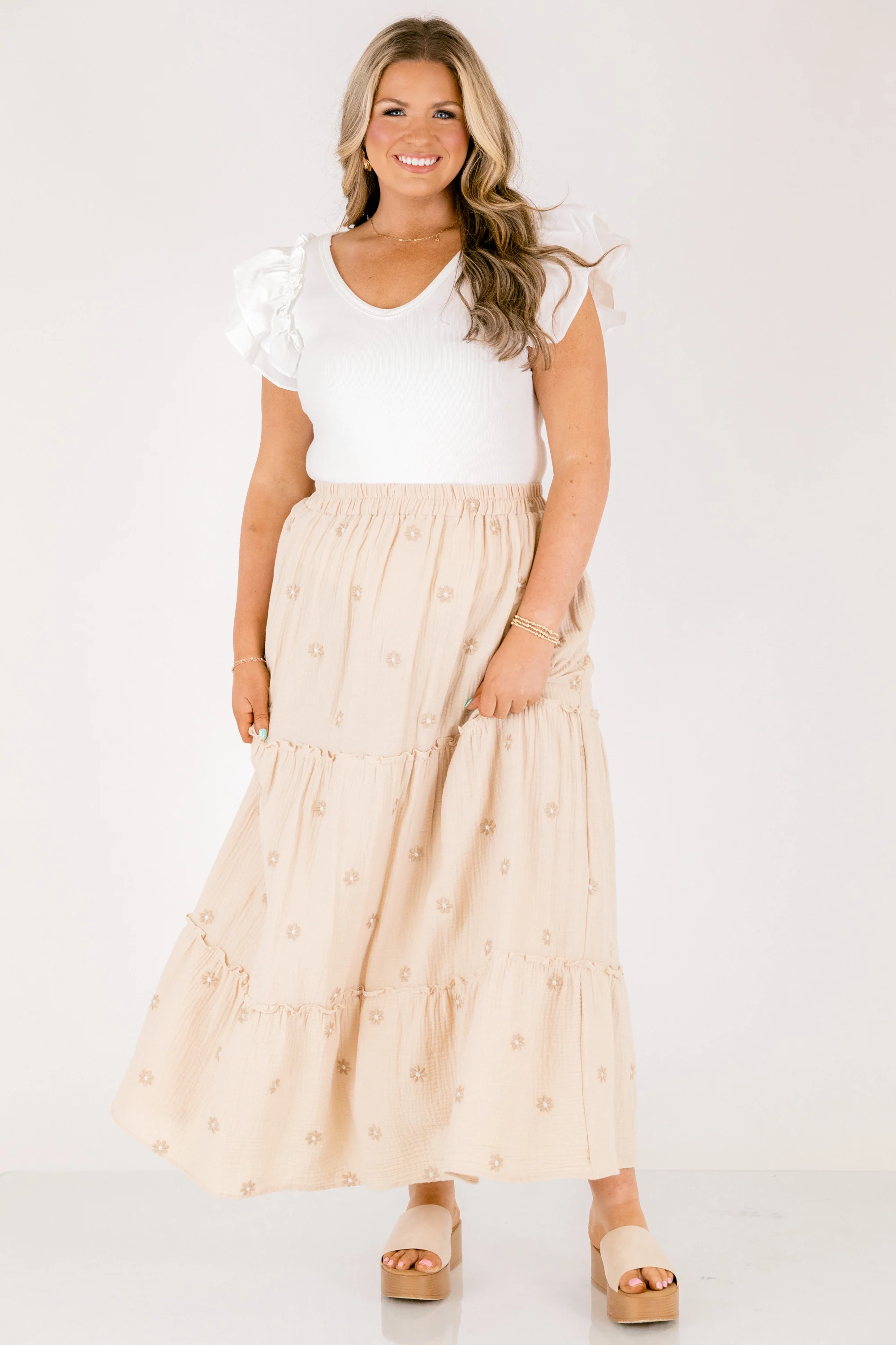 Whimsical Woman Maxi Skirt, Ivory - Image 2