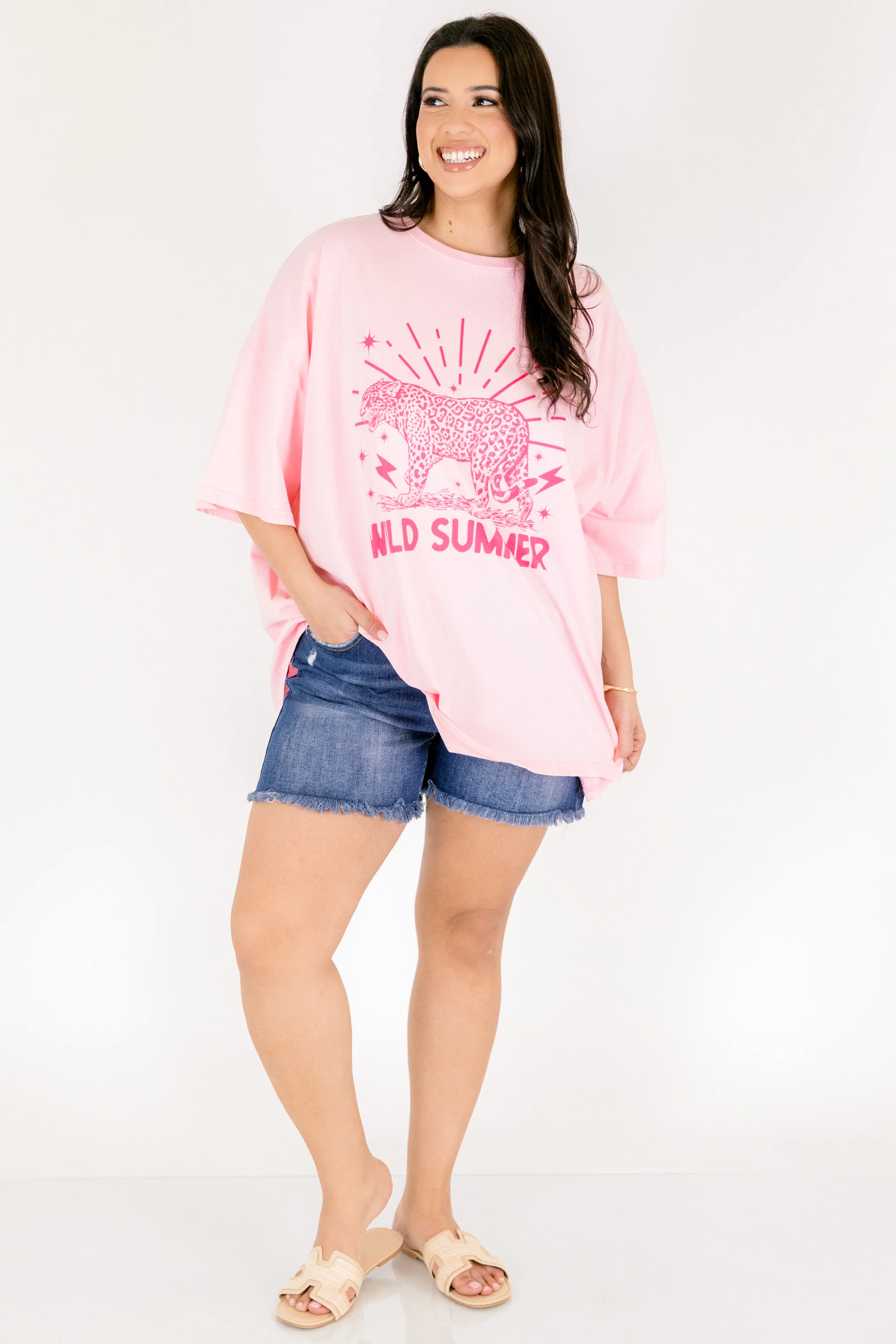 Wild Summer Boyfriend Tee, Dusty Pink - Image 2