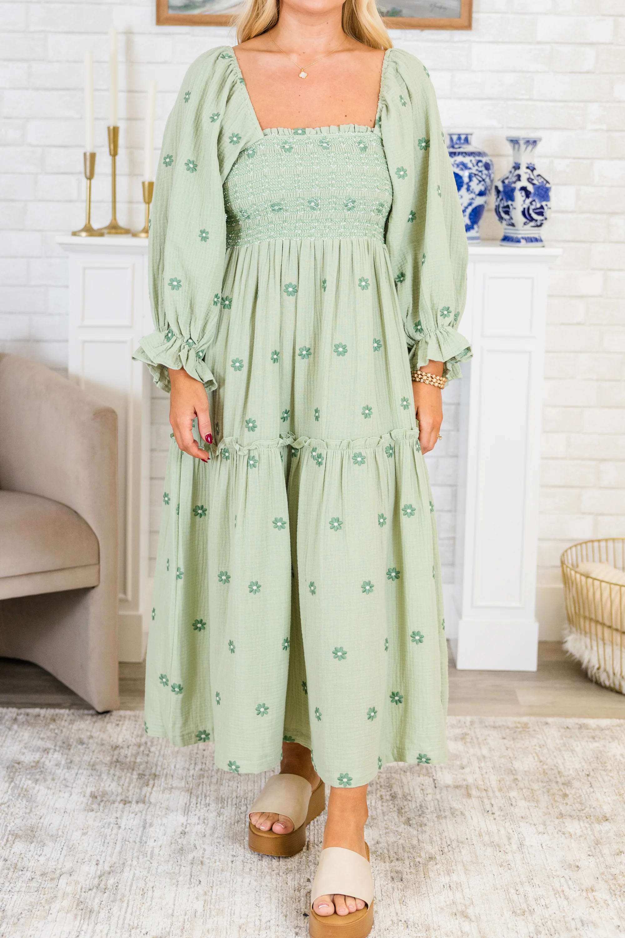 Wildflower Wonder Dress, Green - Image 5