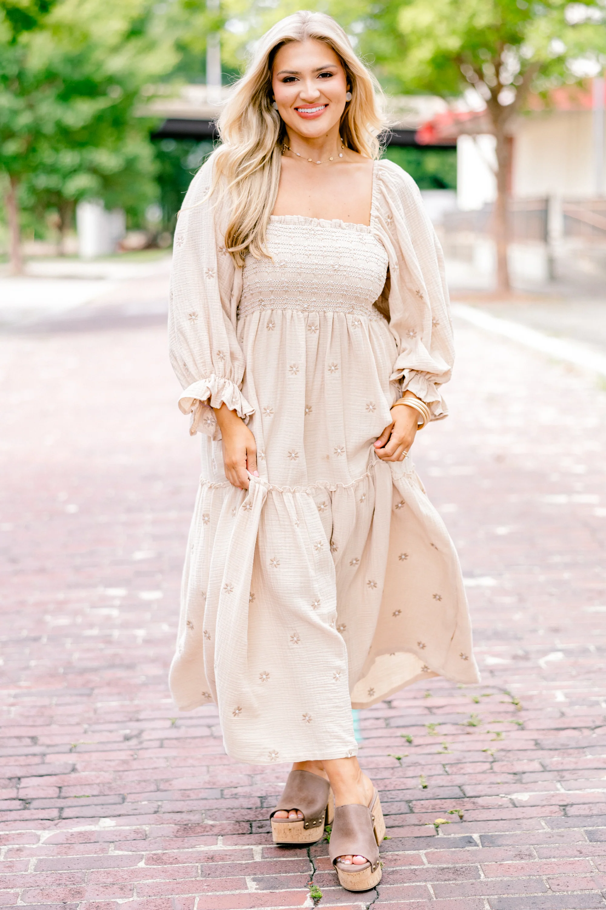 Wildflower Wonder Dress, Tan - Image 2
