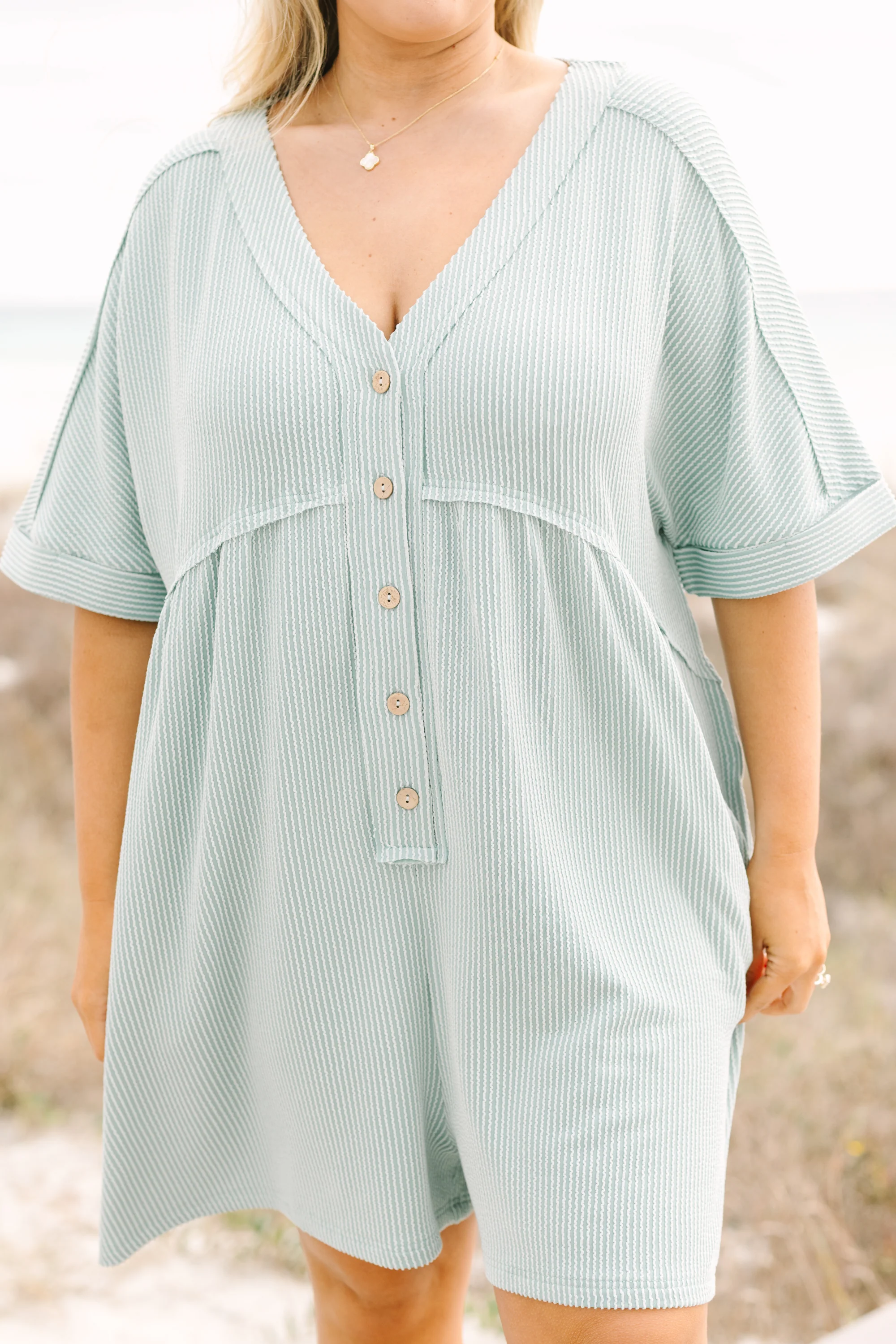 Wind Down Romper, Dusty Sage - Image 5