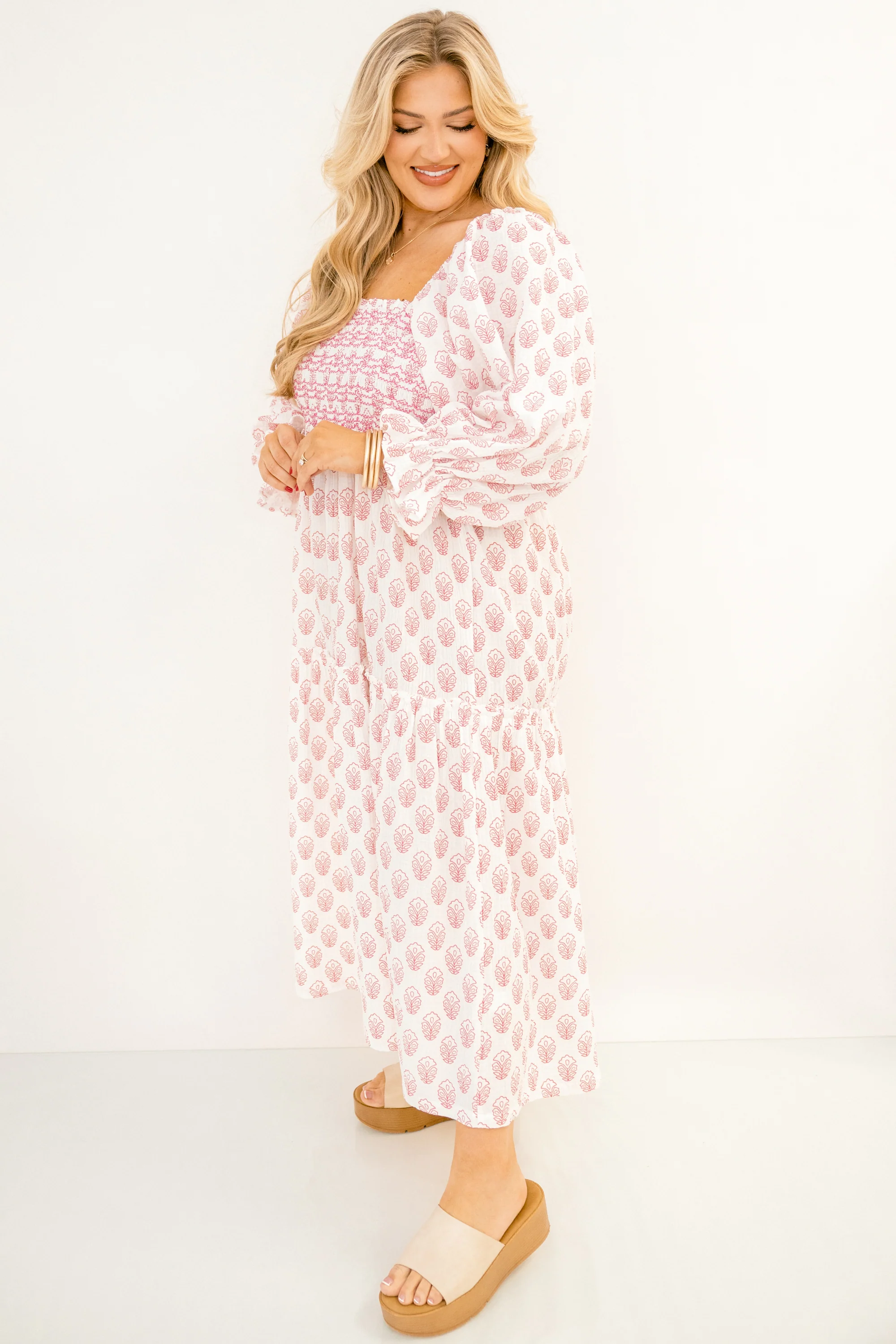 Wonderful Wildflower Dress, Cream Pink - Image 3