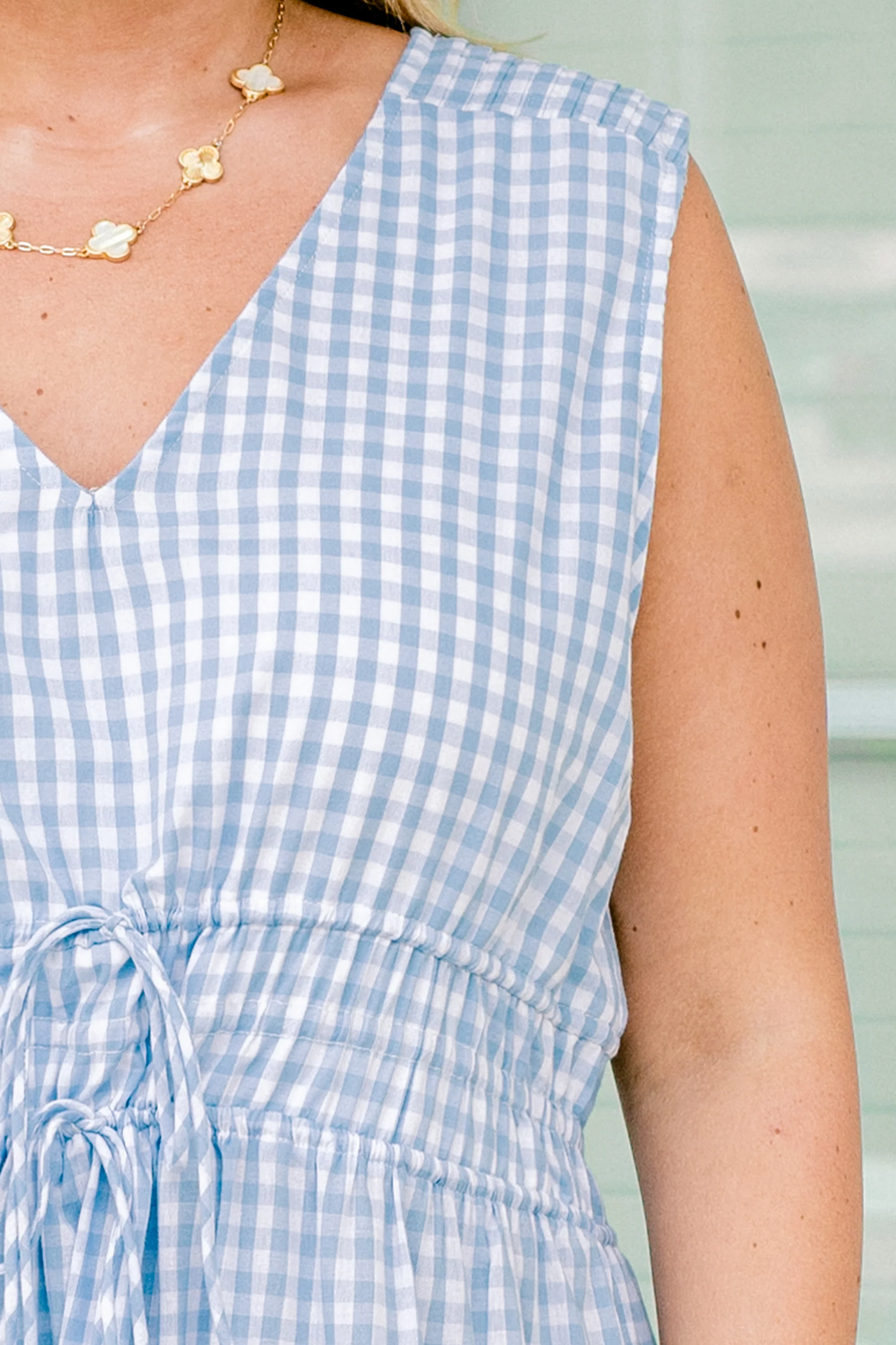 Wrapped In Love Dress, Blue Gingham - Image 4