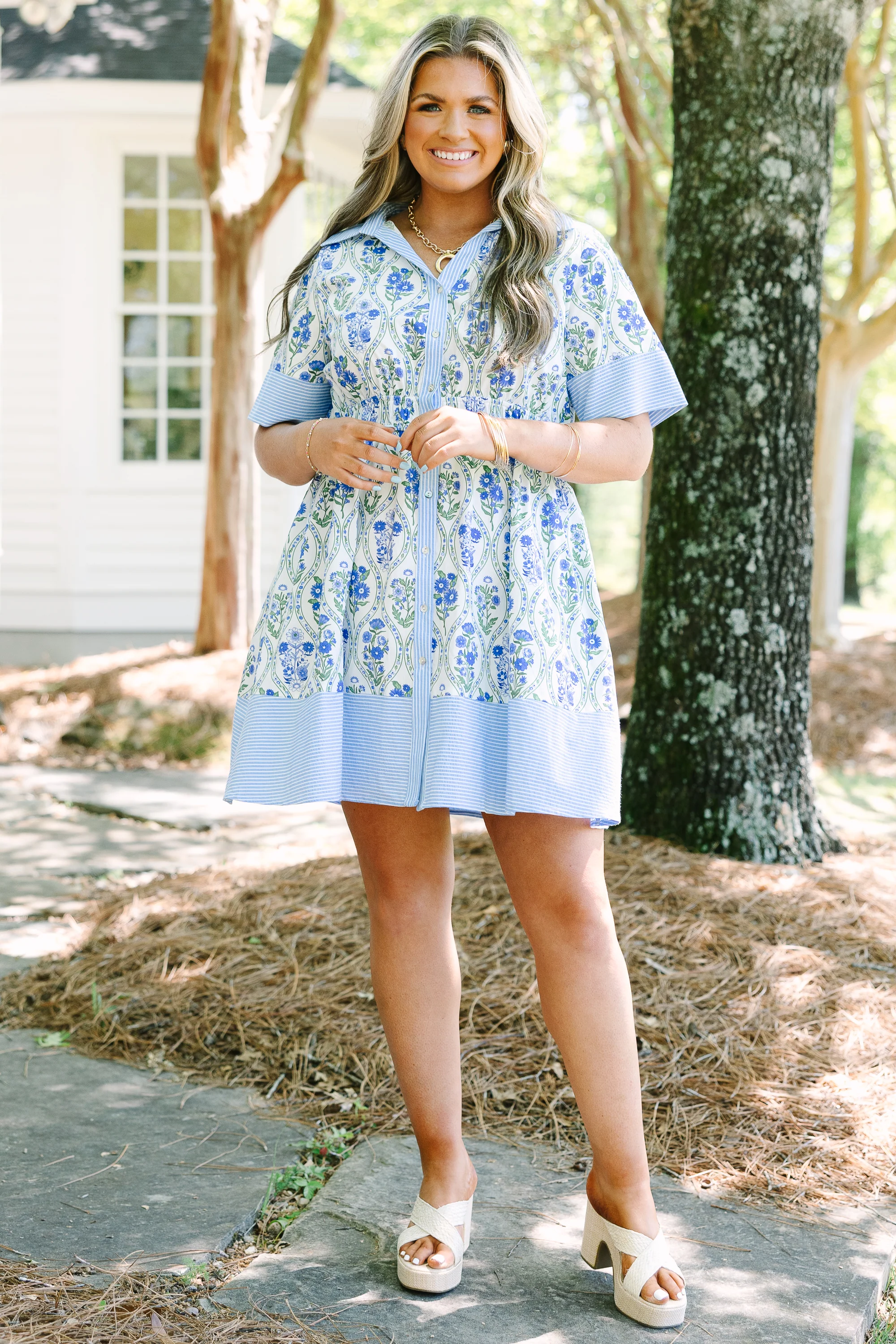 You Were Saying Dress, Blue - Image 3