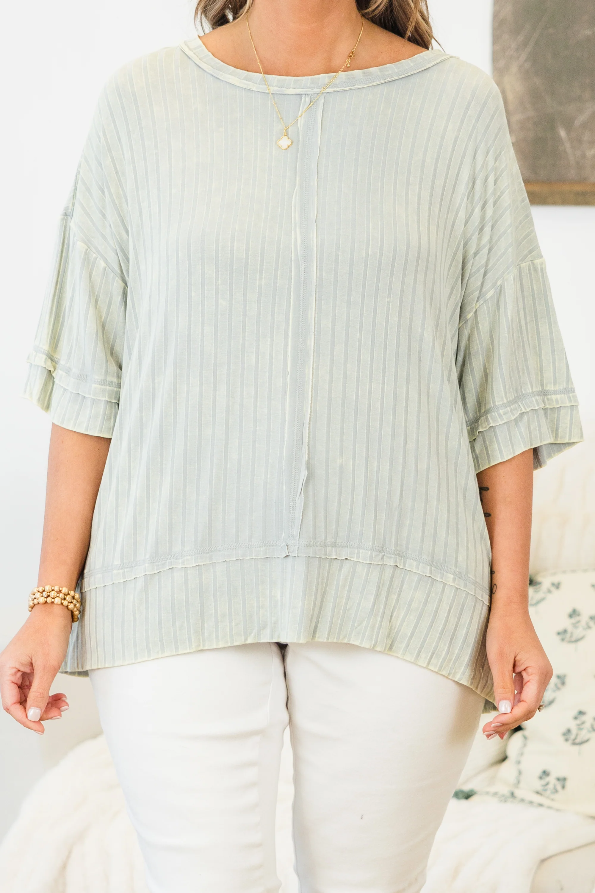 You're All Mine Top, Light Grey - Image 5